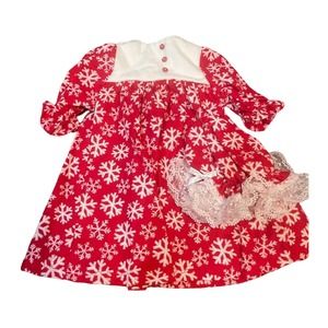American Girl / 18in Doll Christmas Winter Snowflake Pajama Dress with Bonnet